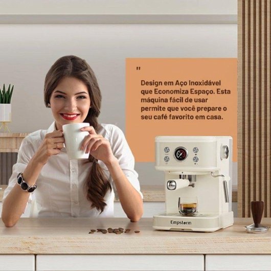 Máquina de café expresso semiautomática Rolipo Em_04 1,5 L 20 Bares com espumador