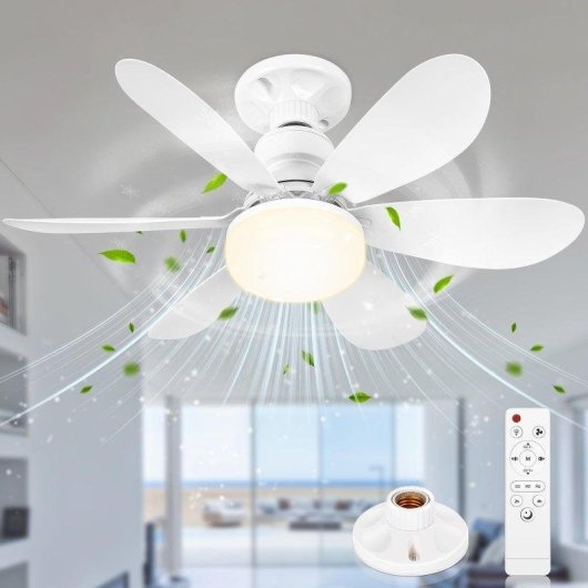 Deckenventilator mit Licht Autrucker 40W 52cm 3 Stufen Fernbedienung LED Leise