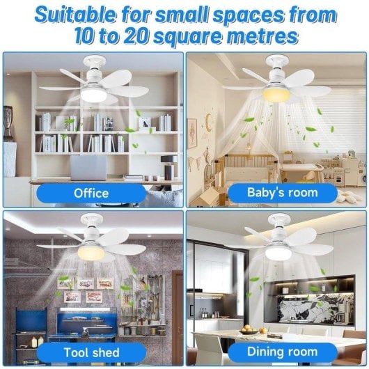 Deckenventilator mit Licht Autrucker 40W 52cm 3 Stufen Fernbedienung LED Leise