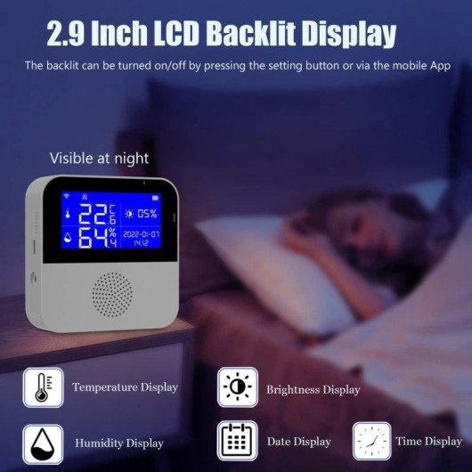 Sensor de temperatura y humedad Autrucker Wifi con sonda impermeable y control por voz