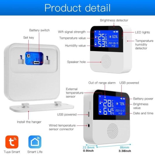 Sensor de temperatura y humedad Autrucker Wifi con sonda impermeable y control por voz