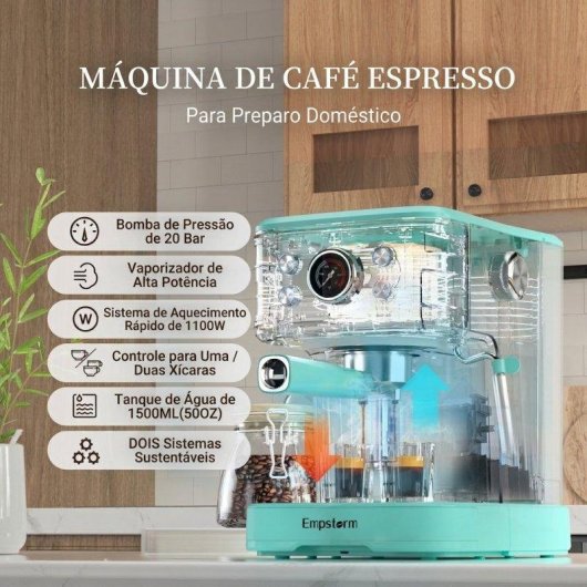 Máquina de café expresso semiautomática Rolipo Em_04 1,5 L 20 Bares azul