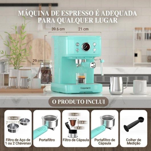 Máquina de café expresso semiautomática Rolipo Em_04 1,5 L 20 Bares azul