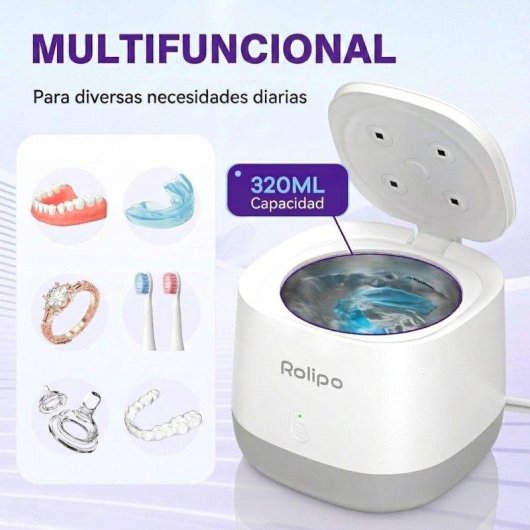 Limpiador Ultrasónico Rolipo Rayos Ultravioleta 320ml 45khz Desinfecção Branco