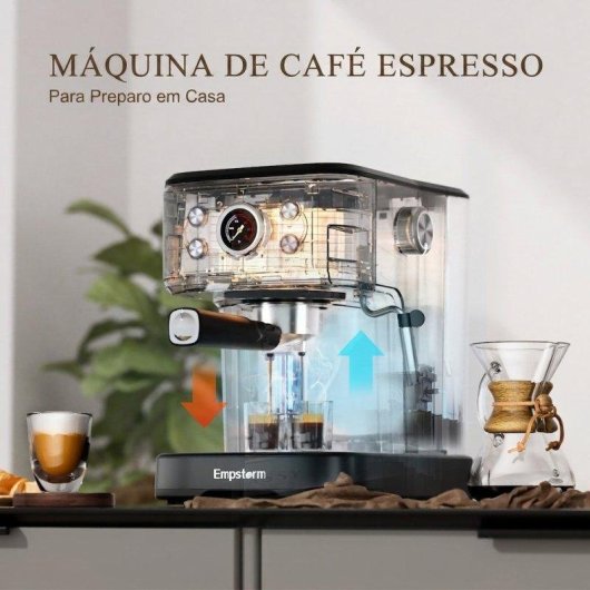 Máquina de café expresso semiautomática Rolipo Em_04 20 bares 1,5 L com espumador painel digital