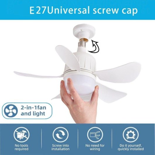 Ventilador de Techo con Luz Autrucker 3 Velocidades Mando a Distancia 5 Aspas E27 3 Tonos