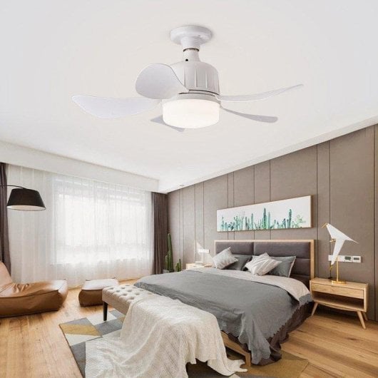 Ventilador de Techo con Luz Autrucker 3 Velocidades Mando a Distancia 5 Aspas E27 3 Tonos