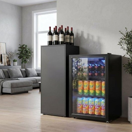 Frigorífico Mini Rolipo Silencioso 68,5cm 70L Negro Puerta Vidrio UV