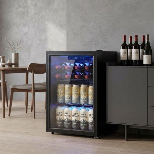 Frigorífico Mini Rolipo Silencioso 68,5cm 70L Negro Puerta Vidrio UV
