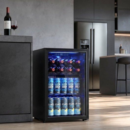 Frigorífico Mini Rolipo Silencioso 68,5cm 70L Negro Puerta Vidrio UV