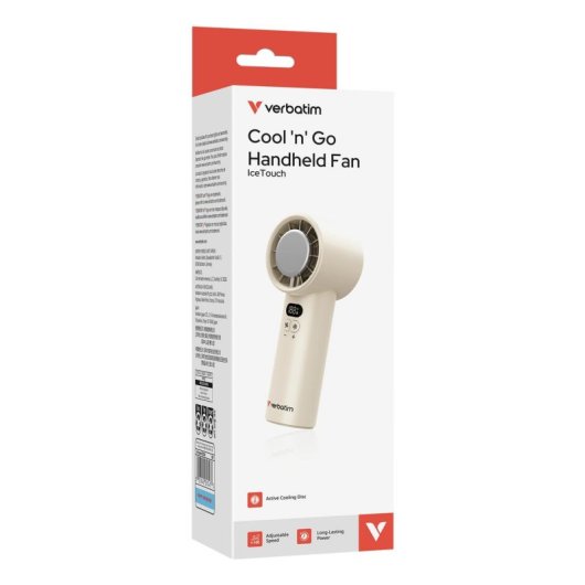 Mini Ventilateur de Main Verbatim Cool 'n' Go Ice Touch 8W 3 Vitesses Batterie Rechargeable Disque Refroidissant