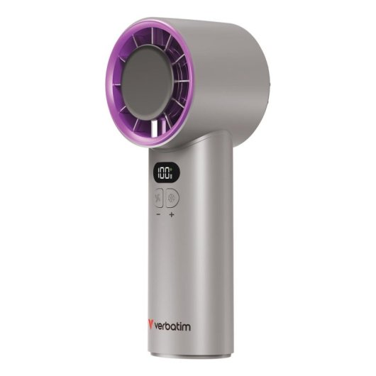 Mini Ventilatore Portatile Verbatim Cool 'n' Go Ice Touch 8W 3 Velocità Batteria Ricaricabile Grigio/Viola