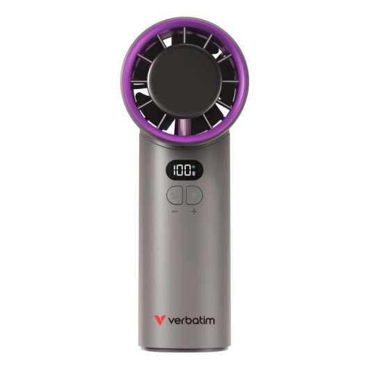 Mini Ventilatore Portatile Verbatim Cool 'n' Go Ice Touch 8W 3 Velocità Batteria Ricaricabile Grigio/Viola