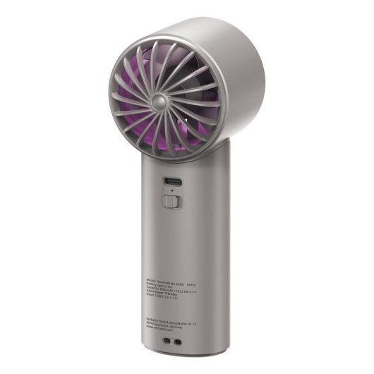 Mini Ventilatore Portatile Verbatim Cool 'n' Go Ice Touch 8W 3 Velocità Batteria Ricaricabile Grigio/Viola