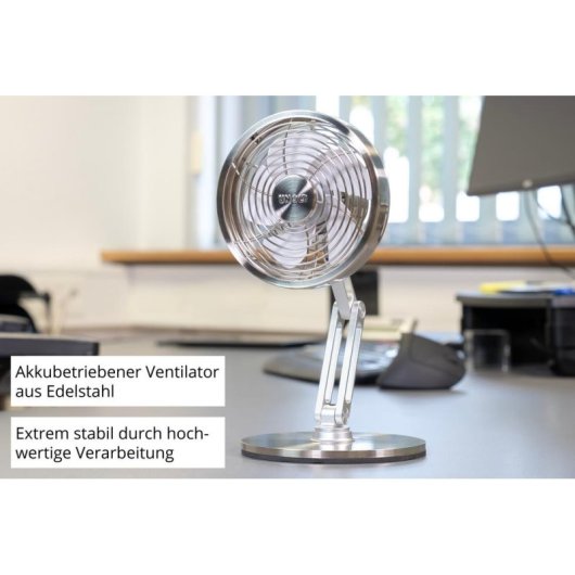 Mini Ventilador Unold 86705 Steel Flex 4W 3 Velocidades Inalámbrico Recargable Cabezal Inclinable