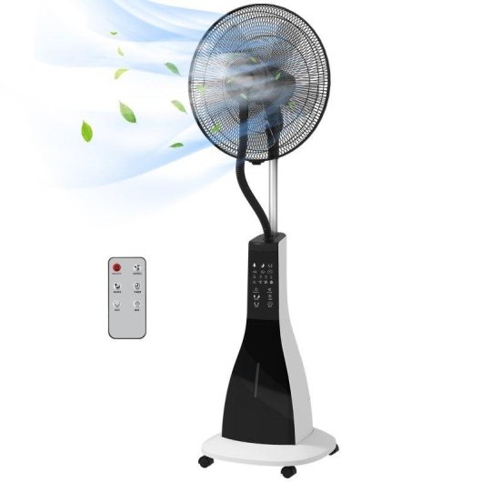 Ventilatore Nebulizzatore a Piantana Rolipo 3L 3 Modalità 3 Velocità Telecomando Nero