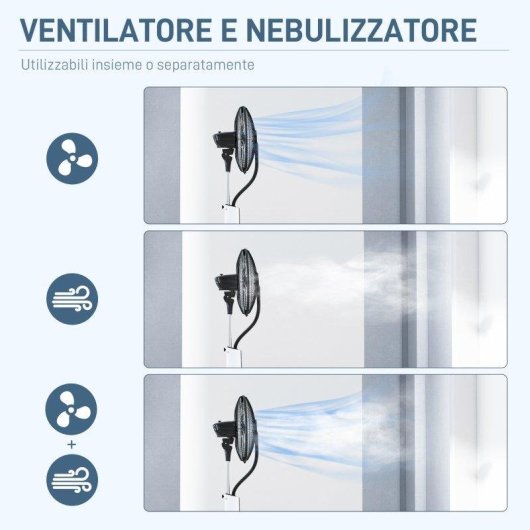 Ventilatore Nebulizzatore a Piantana Rolipo 3L 3 Modalità 3 Velocità Telecomando Nero