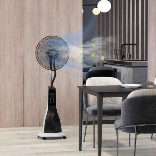 Ventilatore Nebulizzatore a Piantana Rolipo 3L 3 Modalità 3 Velocità Telecomando Nero