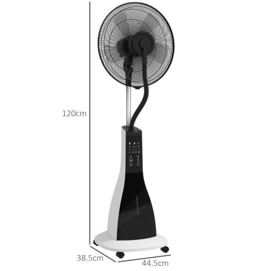 Ventilatore Nebulizzatore a Piantana Rolipo 3L 3 Modalità 3 Velocità Telecomando Nero