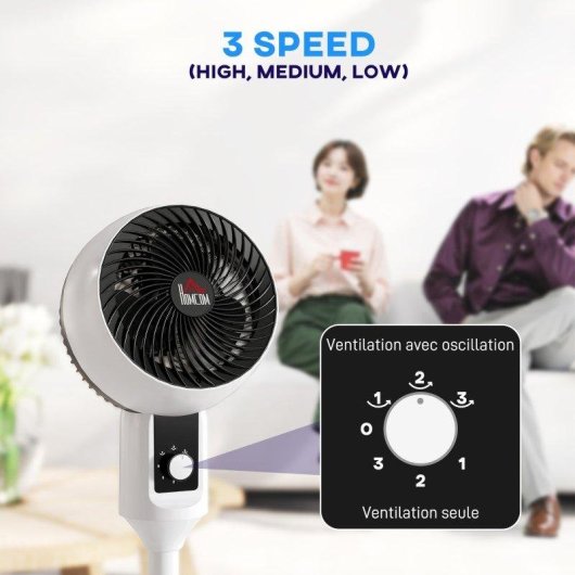 Ventilatore da Pavimento Rolipo 45W 3 Velocità Oscillante 70° Inclinabile