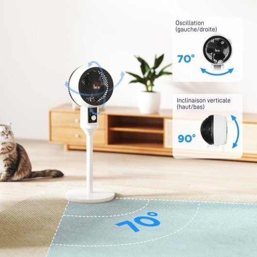 Ventilatore da Pavimento Rolipo 45W 3 Velocità Oscillante 70° Inclinabile