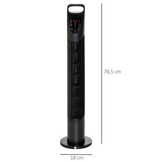 Ventilatore a Colonna Rolipo 40W 3 Velocità 3 Modalità Oscillazione 70° Timer Telecomando Nero