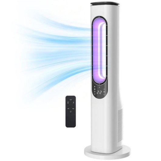 Ventilatore a Colonna Senza Pale Rolipo Silenzioso 3 Velocità Oscillazione 50° Telecomando