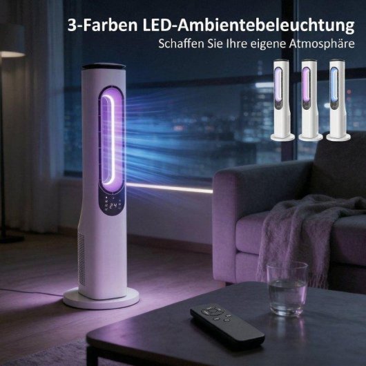 Ventilatore a Colonna Senza Pale Rolipo Silenzioso 3 Velocità Oscillazione 50° Telecomando