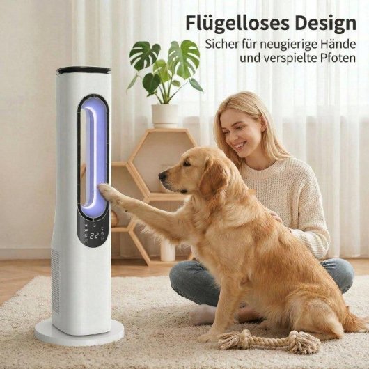 Ventilatore a Colonna Senza Pale Rolipo Silenzioso 3 Velocità Oscillazione 50° Telecomando