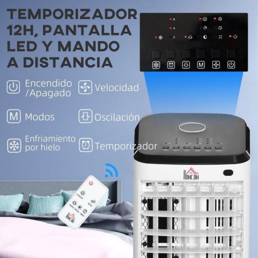 Climatizzatore Evaporativo Portatile Rolipo 65W 3,5L 3 Velocità Telecomando LED