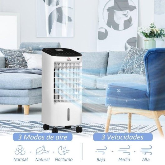 Climatizzatore Evaporativo Portatile Rolipo 65W 3,5L 3 Velocità Telecomando LED