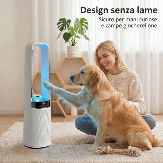 Ventilatore a Colonna Senza Pale Rolipo 36 dB 94 cm LED Silenzioso con Telecomando