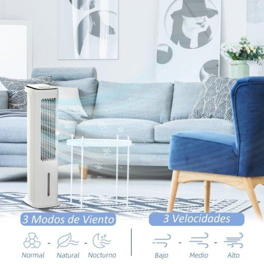 Ventilatore a Colonna Evaporativo Rolipo 75W 3 Velocità Telecomando Serbatoio 5L Oscillazione 60°
