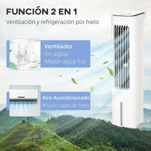 Ventilatore a Colonna Evaporativo Rolipo 75W 3 Velocità Telecomando Serbatoio 5L Oscillazione 60°