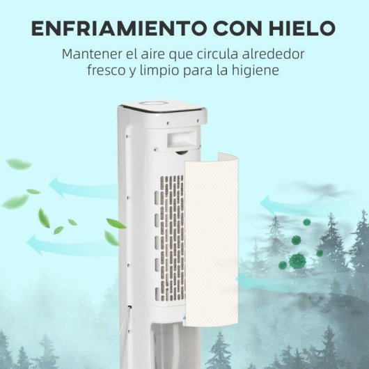 Ventilatore a Colonna Evaporativo Rolipo 75W 3 Velocità Telecomando Serbatoio 5L Oscillazione 60°