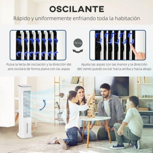 Ventilatore a Colonna Evaporativo Rolipo 75W 3 Velocità Telecomando Serbatoio 5L Oscillazione 60°