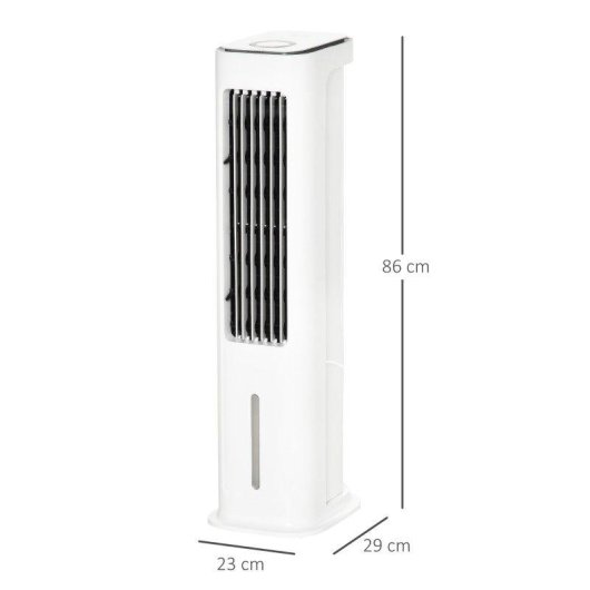 Ventilatore a Colonna Evaporativo Rolipo 75W 3 Velocità Telecomando Serbatoio 5L Oscillazione 60°