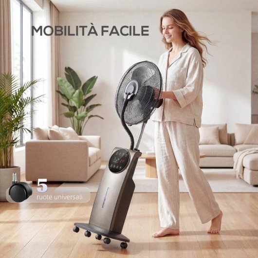 Ventilatore Nebulizzatore a Piantana Rolipo 90W 3,1L 3 Velocità Silenzioso Telecomando