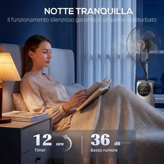 Ventilatore Nebulizzatore a Piantana Rolipo 90W 3,1L 3 Velocità Silenzioso Telecomando