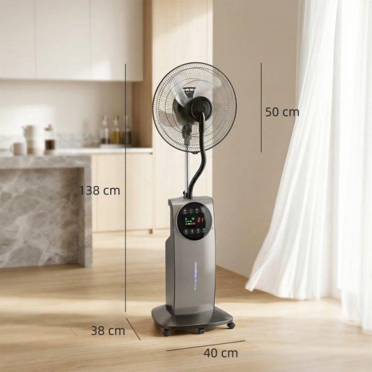 Ventilatore Nebulizzatore a Piantana Rolipo 90W 3,1L 3 Velocità Silenzioso Telecomando