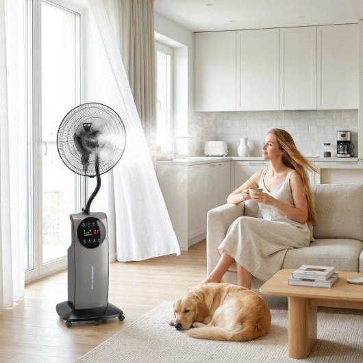 Ventilatore Nebulizzatore a Piantana Rolipo 90W 3,1L 3 Velocità Silenzioso Telecomando