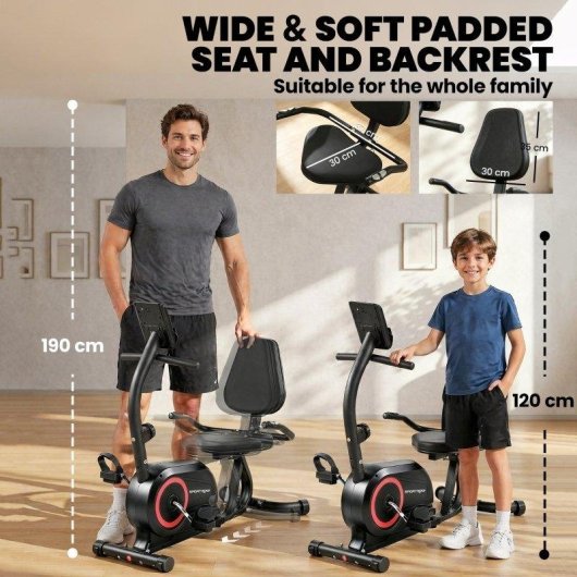 Bicicleta Estática Rolipo Reclinable 8 Velocidades con Pulsómetro LCD