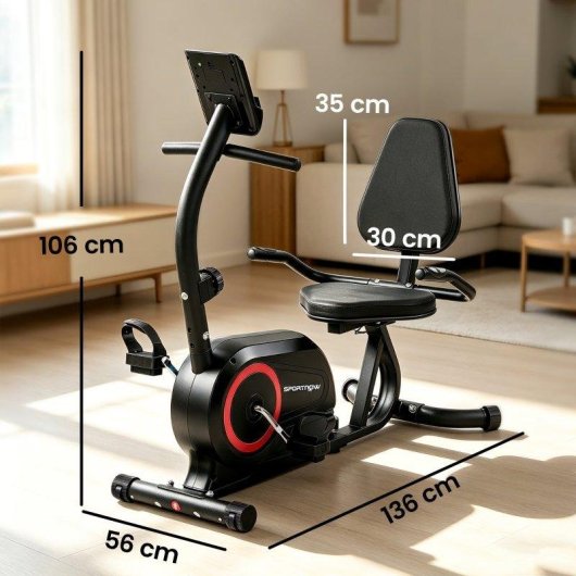 Bicicleta Estática Rolipo Reclinable 8 Velocidades con Pulsómetro LCD