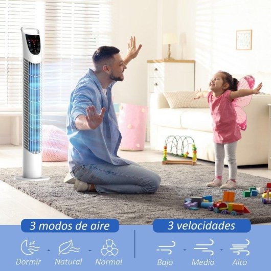 Ventilatore a Colonna Rolipo 40W 3 Velocità Oscillante Telecomando Timer