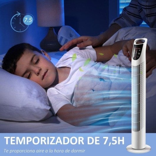Ventilatore a Colonna Rolipo 40W 3 Velocità Oscillante Telecomando Timer