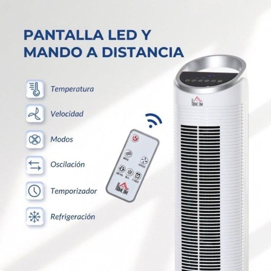 Ventilatore a Colonna Rolipo 60W 3 Velocità Nebulizzatore Telecomando Bianco