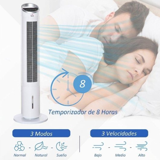 Ventilatore a Colonna Rolipo 60W 3 Velocità Nebulizzatore Telecomando Bianco