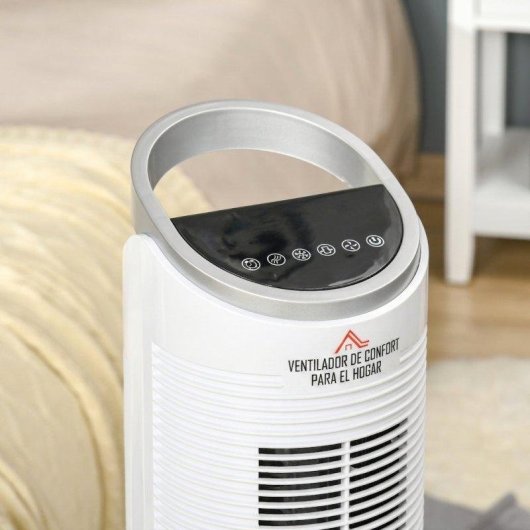 Ventilatore a Colonna Rolipo 60W 3 Velocità Nebulizzatore Telecomando Bianco