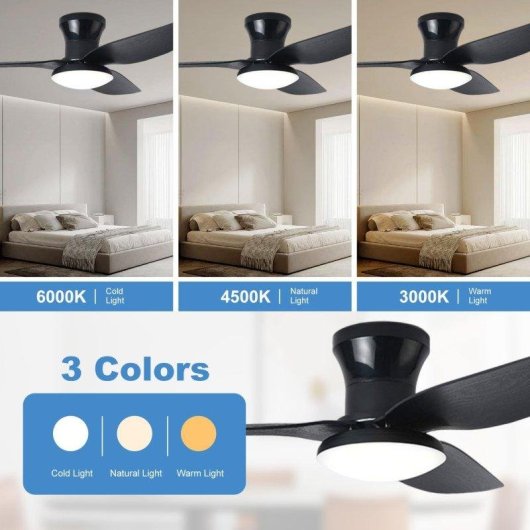 Deckenventilator mit Licht Autrucker 40" 3 Flügel Reversibel 6 Stufen Fernbedienung LED