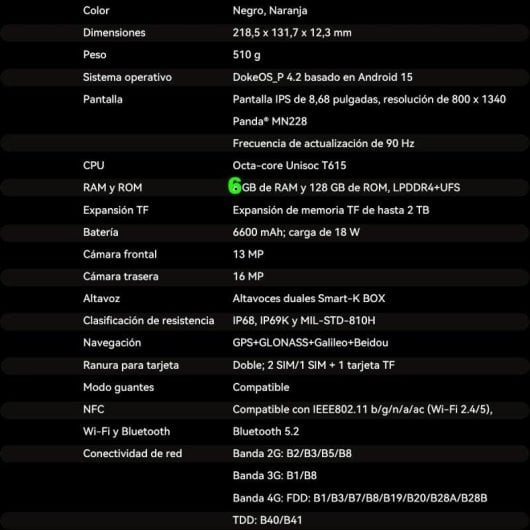 Tablet Blackview Active 5 4G Verde 8,68" 6GB 128GB Dual SIM